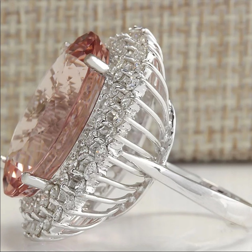 New 925 Silver Huge Beautiful Champagne Ring - Picture 3 of 4